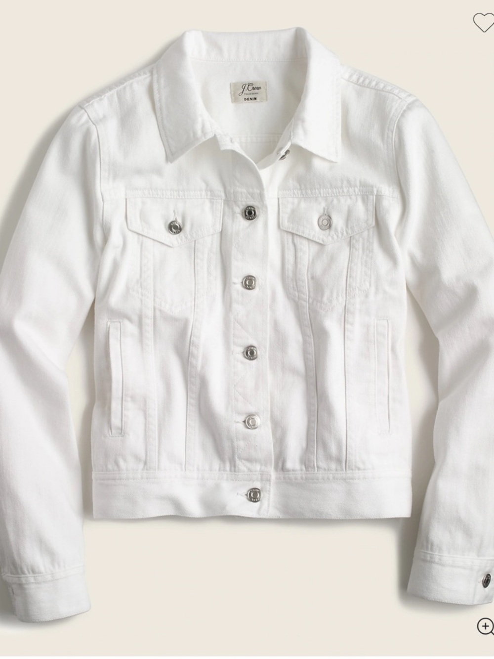 Like New J. Crew White Denim Jean Jacket Silver buttons Cropped Sold out online